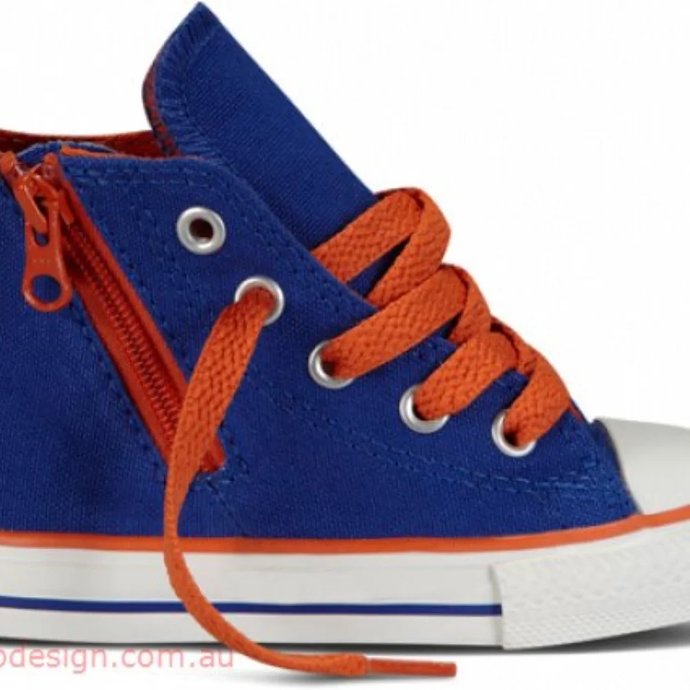 New blue orange Converse high top zip shoes 6